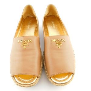 SOLD Prada
Women's beige  Leather Platform Espadrilles